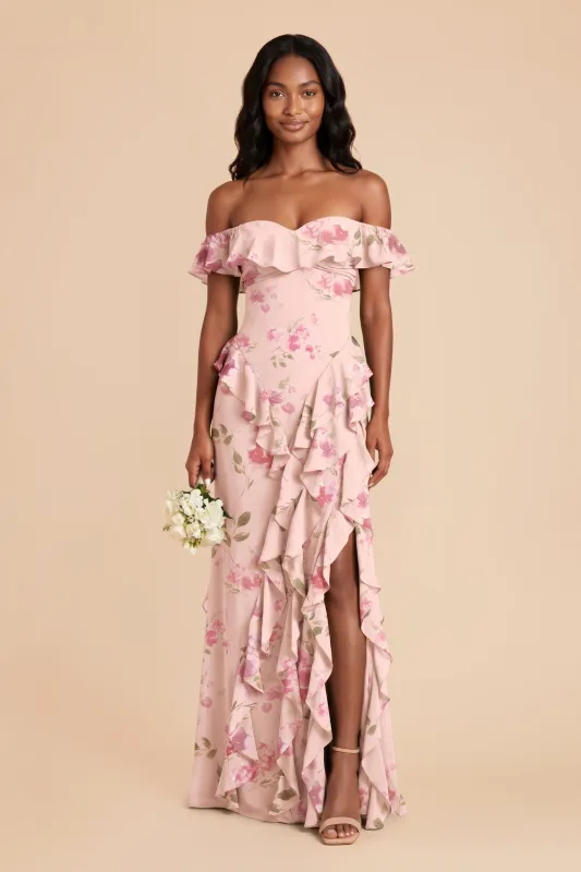 Sindy Chiffon Dress - Blush Pink Rococo Floral made by Birdy Grey