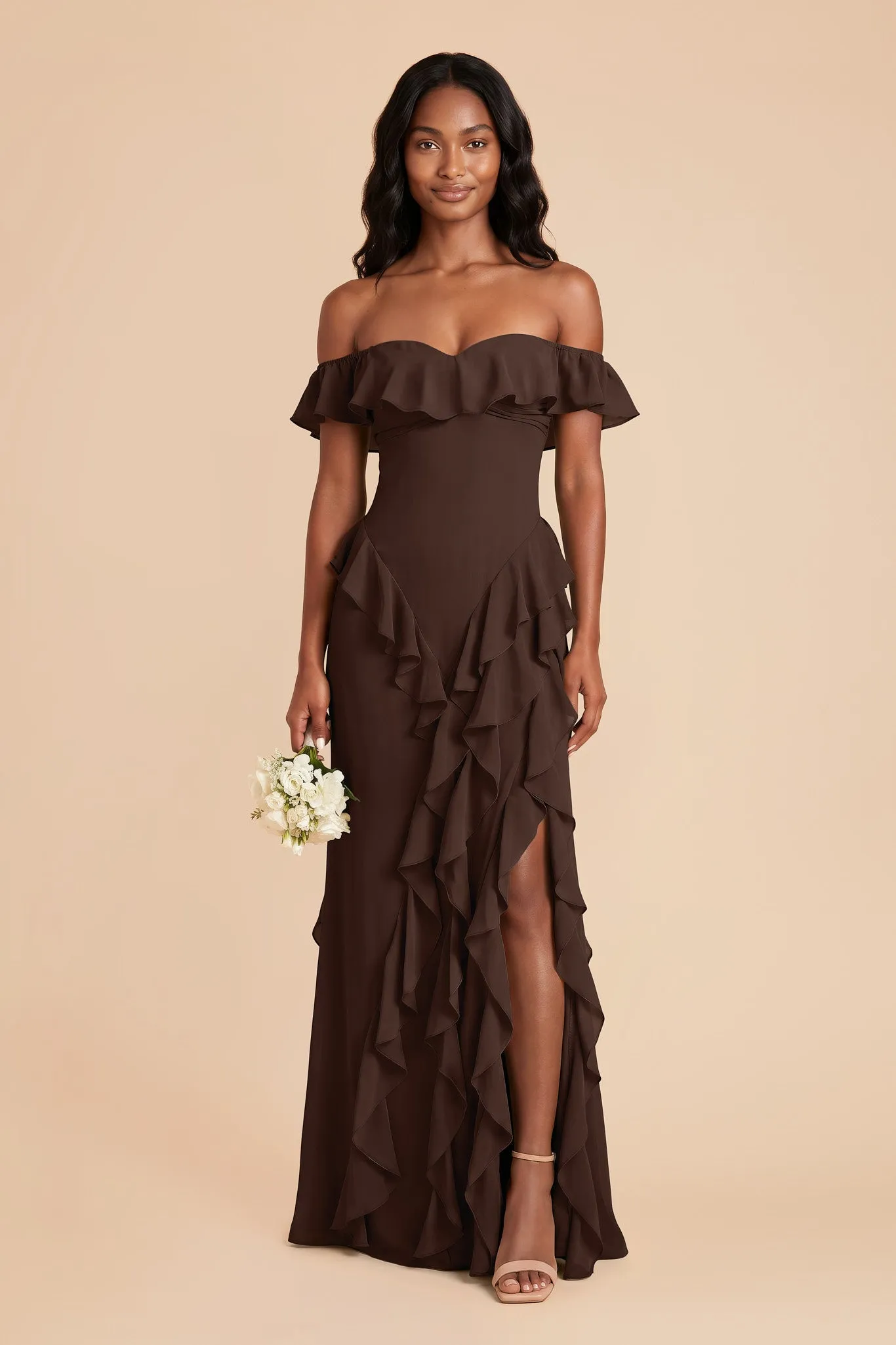 Sindy Chiffon Dress - Espresso sold by Birdy Grey