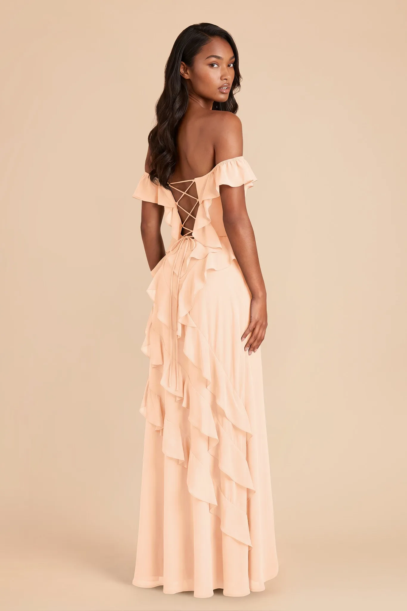 Sindy Chiffon Dress - Peach Cream sold by Birdy Grey product image thumbnail 3