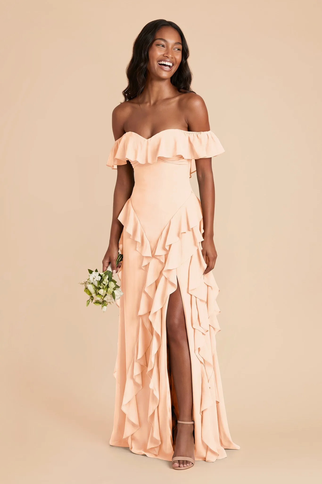 Sindy Chiffon Dress - Peach Cream sold by Birdy Grey product image thumbnail 2