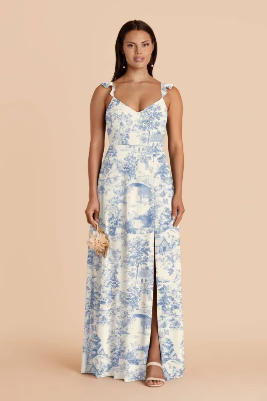 Doris Chiffon Dress - Blue Toile Du Juoy made by Birdy Grey