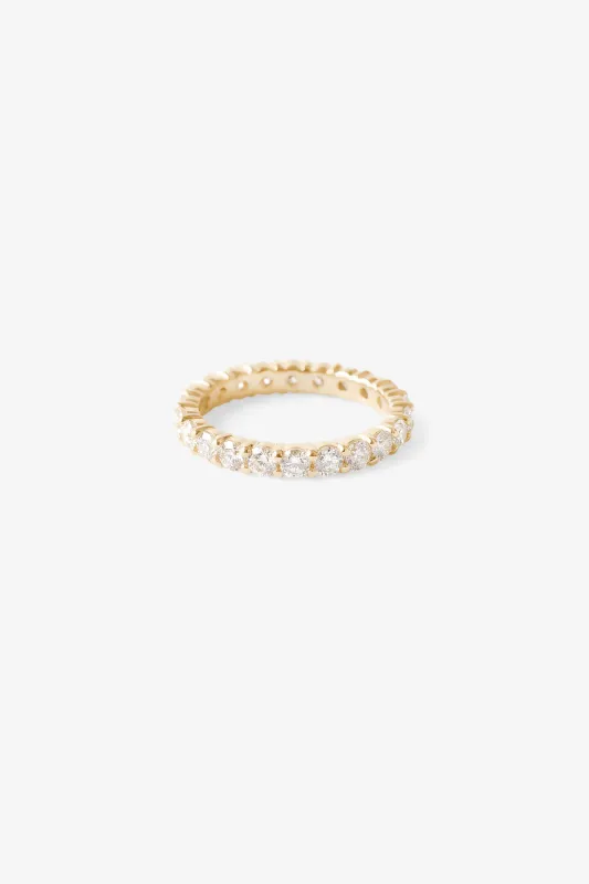 Pave Diamond Eternity 14K Solid Yellow Gold Ring - Diamond made by Birdy Grey