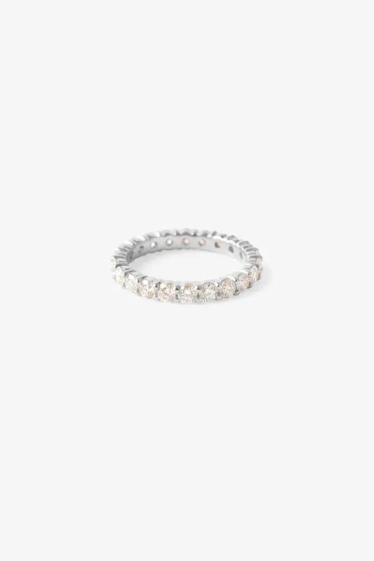 Pave Diamond Eternity 14K Solid White Gold Ring - Diamond made by Birdy Grey