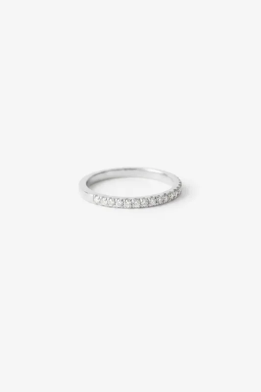 Halfway Pave Diamond 14K Solid White Gold Ring - Diamond made by Birdy Grey