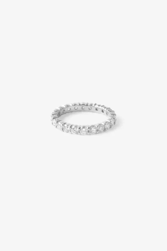 3MM Halfway Diamond 14K Solid White Gold Ring - Diamond made by Birdy Grey
