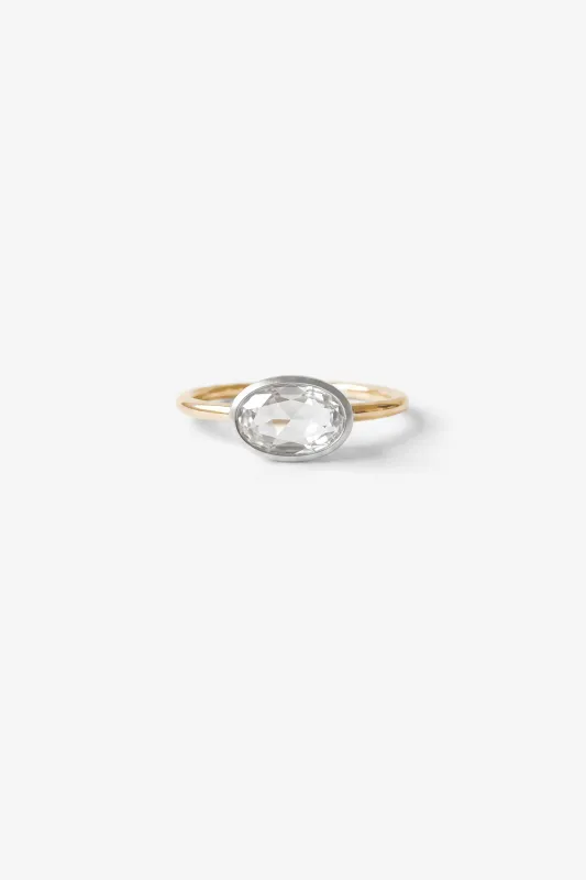 East West Oval Cut 14K Gold Fill Ring - White Topaz made by Birdy Grey