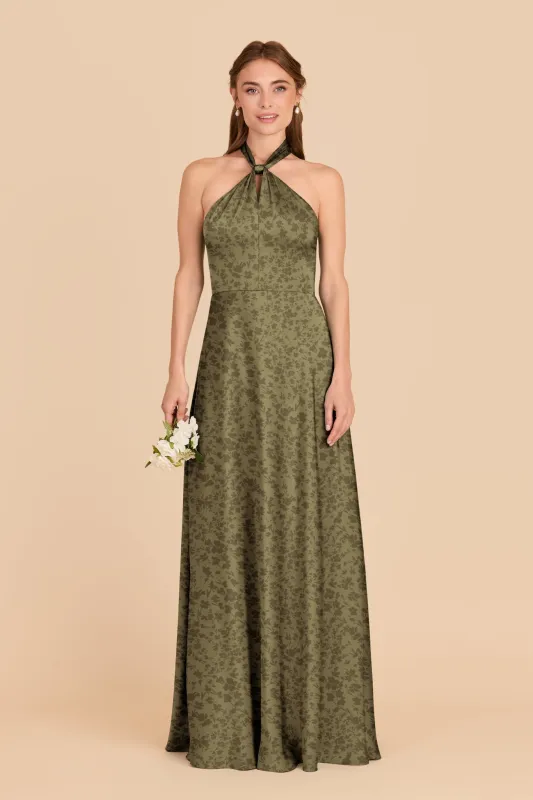 Monica Matte Satin Dress - Bright Martini Dreamy Floral made by Birdy Grey