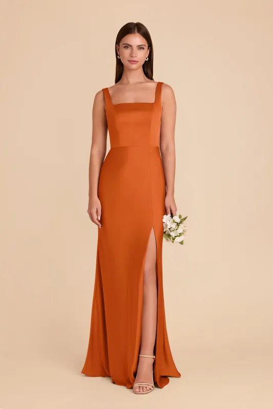 Alex Matte Satin Dress - Burnt Orange made by Birdy Grey