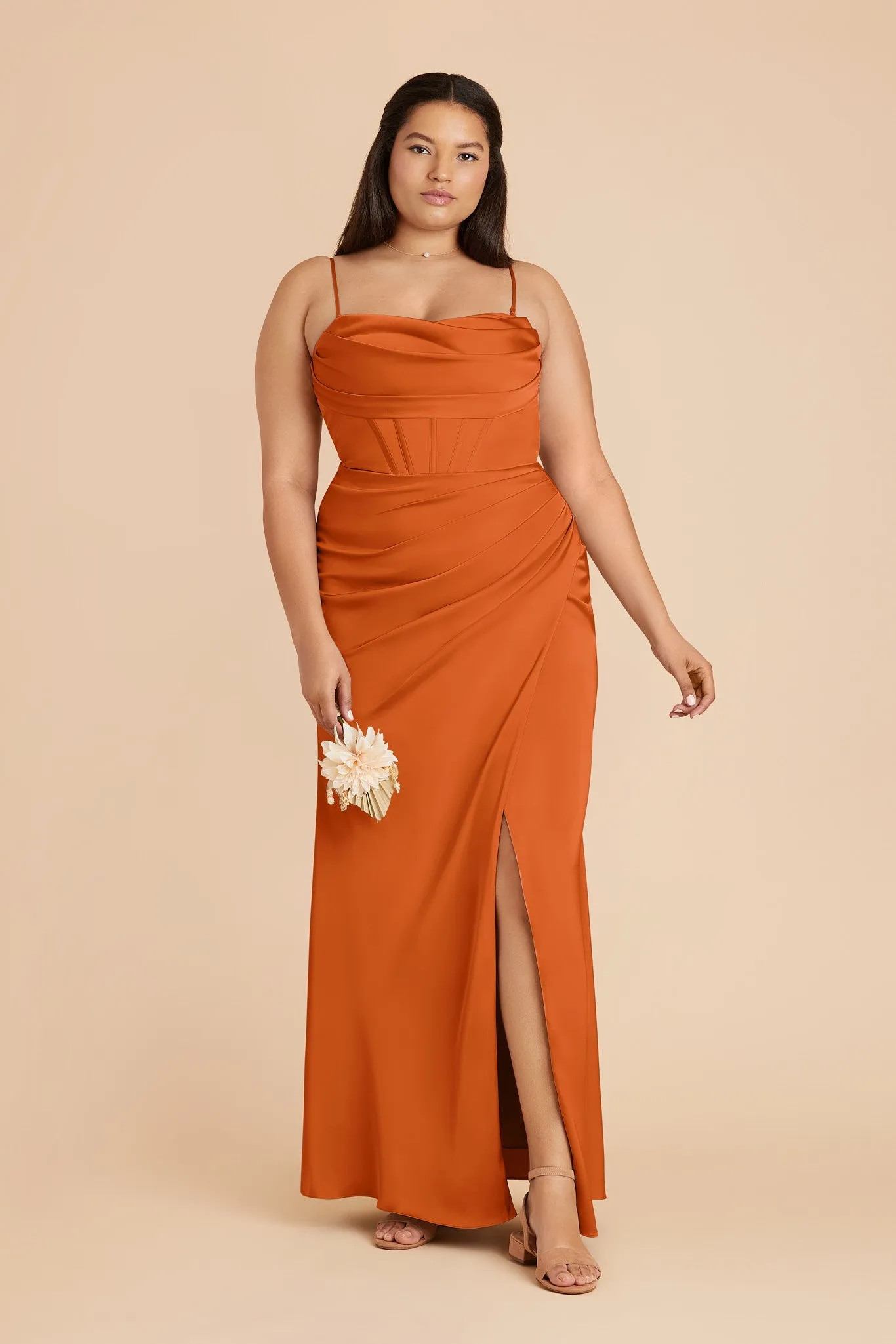 Carrie Matte Satin Dress - Burnt Orange sold by Birdy Grey product image thumbnail 2
