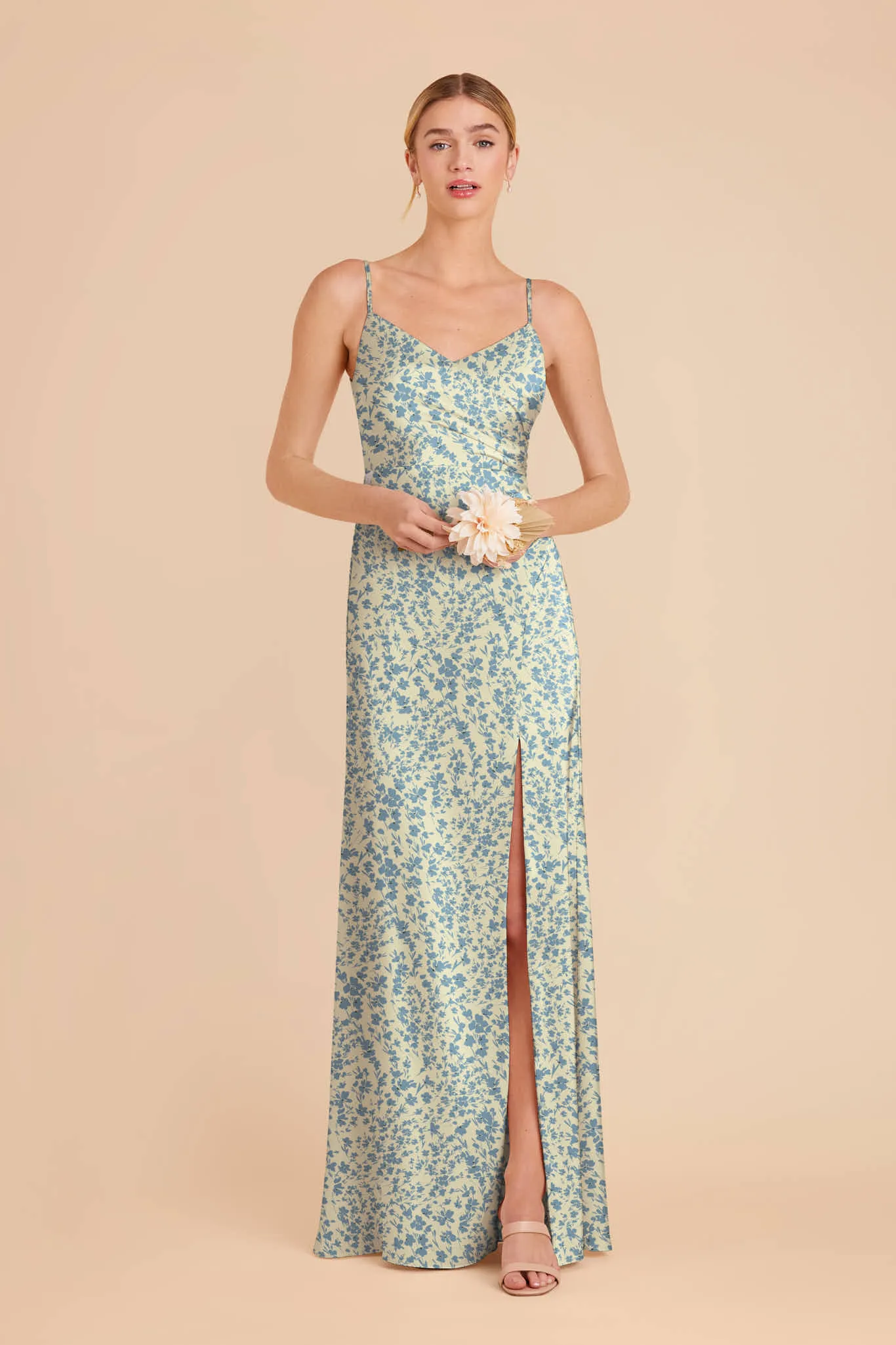 Catherine Matte Satin Dress - Blue Dreamy Ditsy sold by Birdy Grey