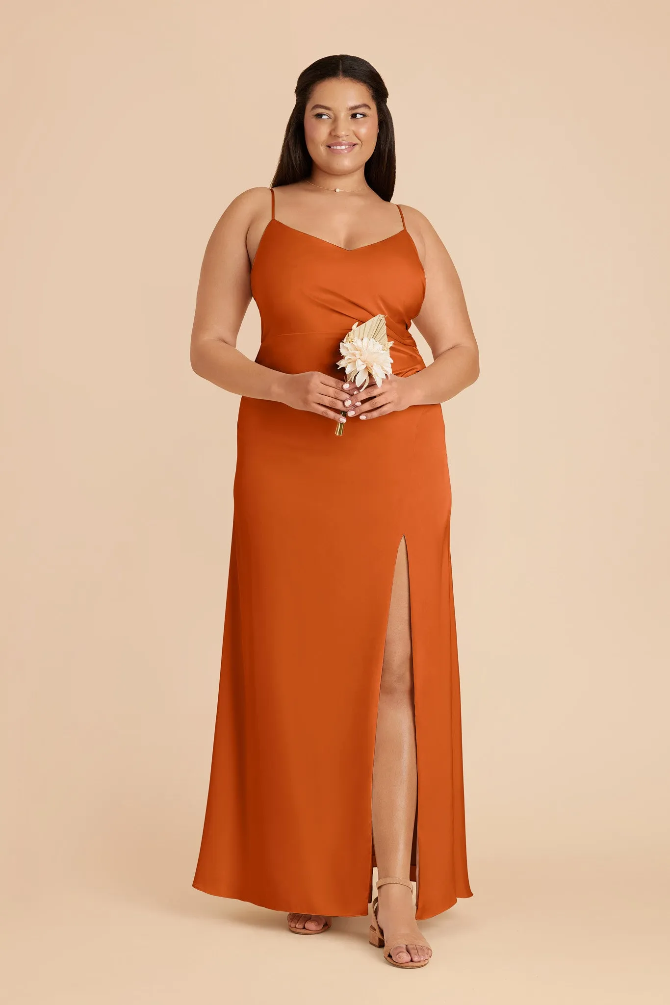 Catherine Matte Satin Dress - Burnt Orange sold by Birdy Grey product image thumbnail 4