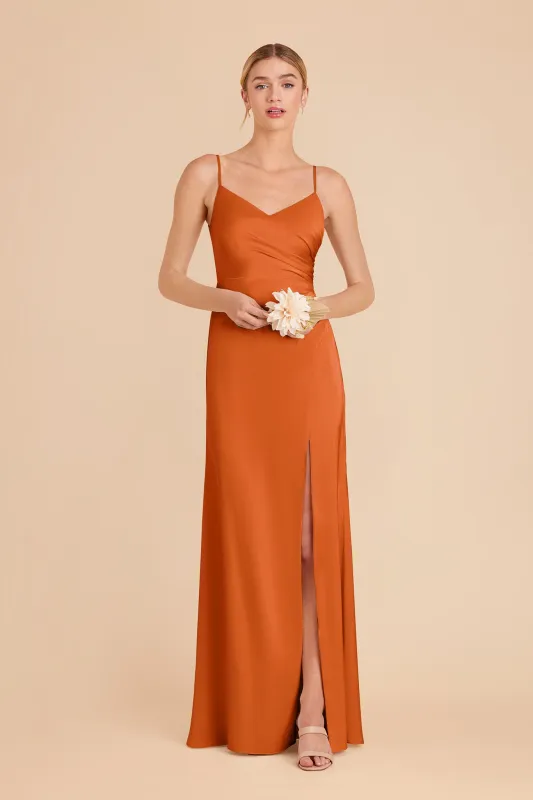 Catherine Matte Satin Dress - Burnt Orange made by Birdy Grey