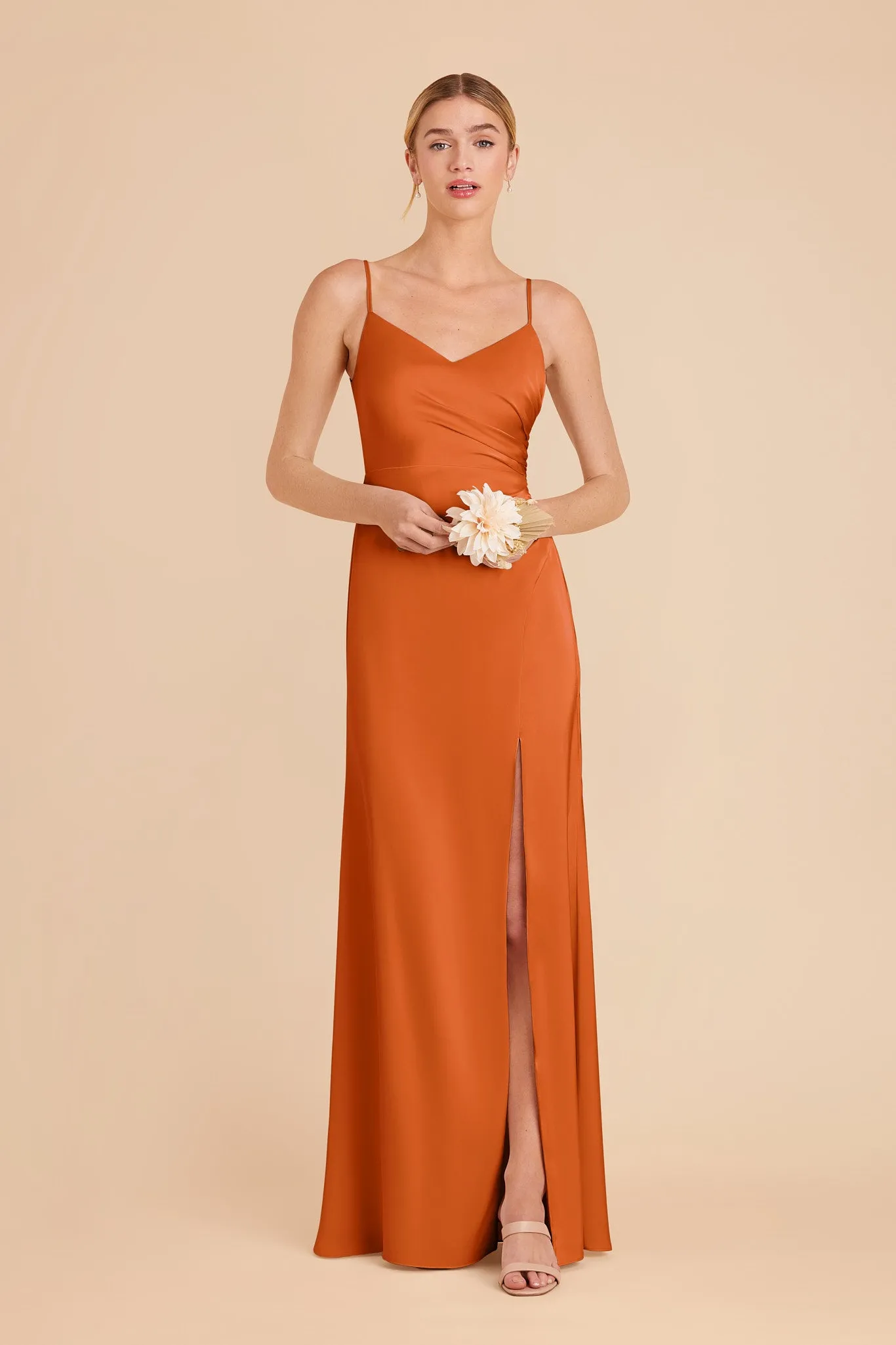Catherine Matte Satin Dress - Burnt Orange sold by Birdy Grey