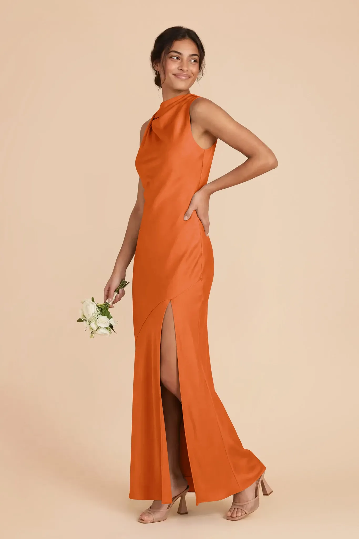 Daisy Matte Satin Dress - Burnt Orange sold by Birdy Grey product image thumbnail 2