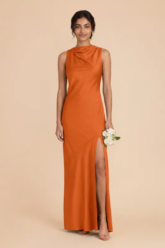 Daisy Matte Satin Dress - Burnt Orange made by Birdy Grey