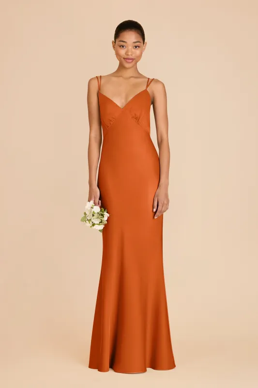 Dasha Matte Satin Dress - Burnt Orange made by Birdy Grey