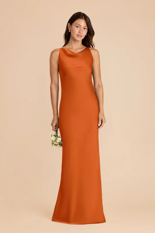 Destiny Matte Satin Dress - Burnt Orange made by Birdy Grey