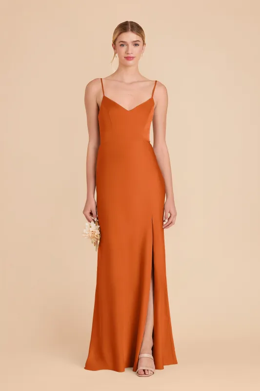 Jay Matte Satin Dress - Burnt Orange made by Birdy Grey