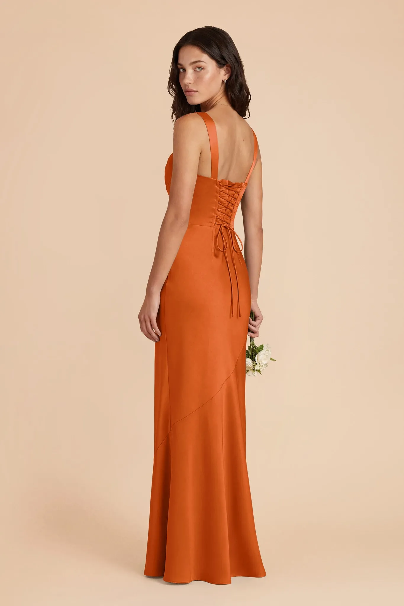 Jennie Matte Satin Dress - Burnt Orange sold by Birdy Grey product image thumbnail 3