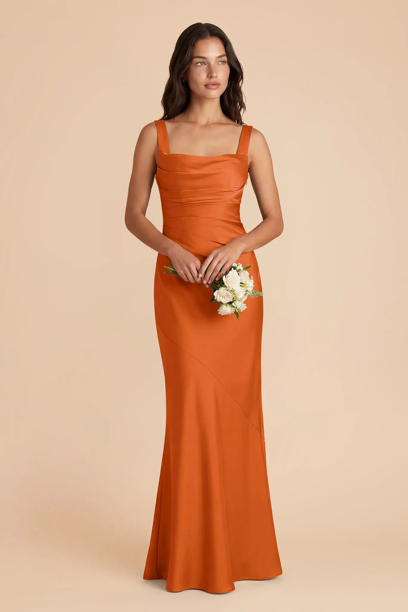 Jennie Matte Satin Dress - Burnt Orange sold by Birdy Grey product image thumbnail 2