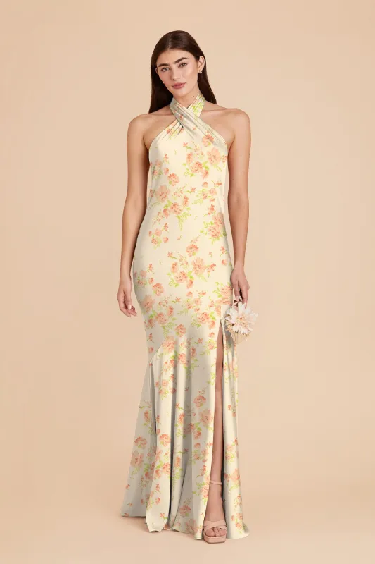 Stephanie Matte Satin Dress - Whimsical Blooms made by Birdy Grey
