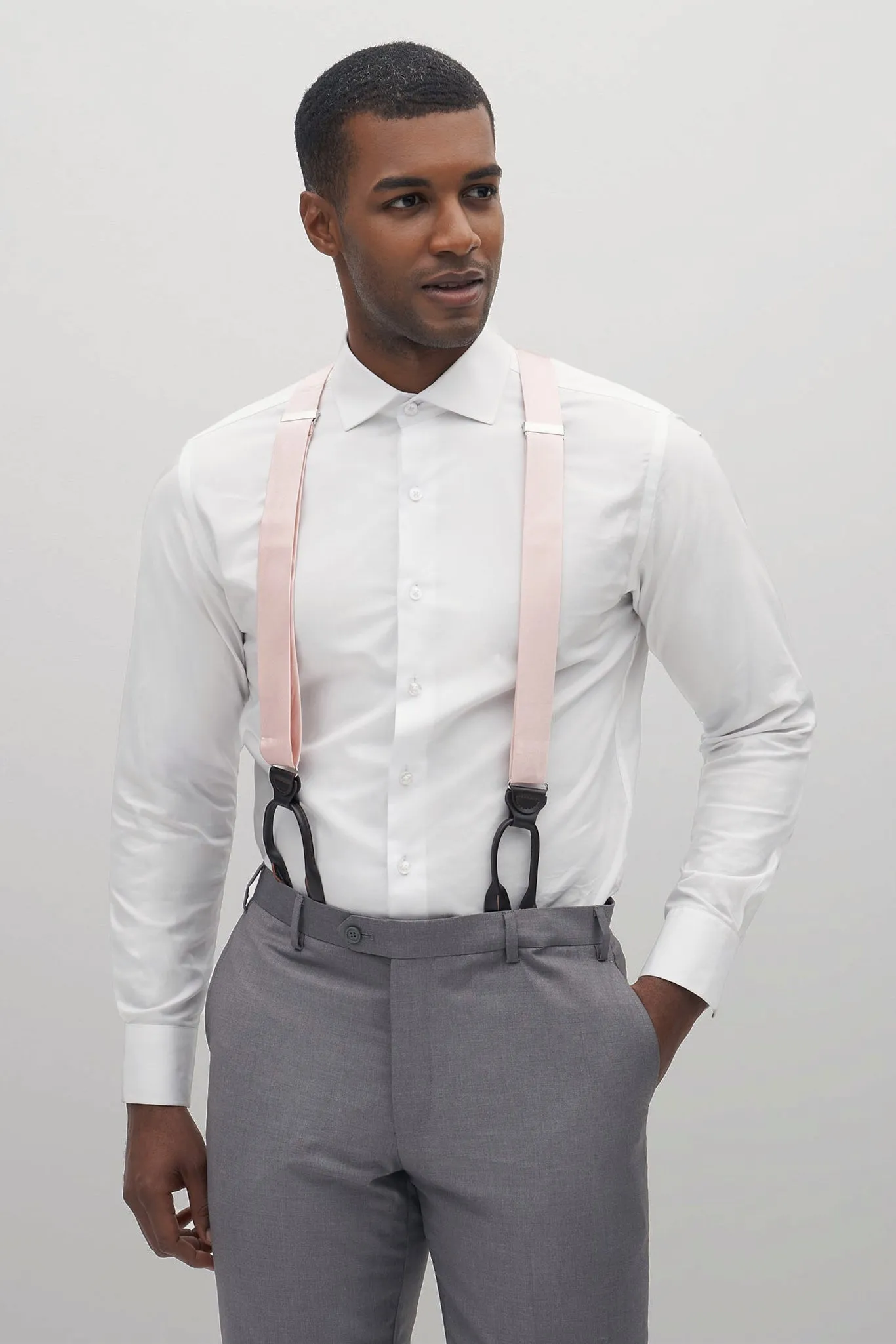Grosgrain Suspenders By Suitshop - Blush Pink sold by Birdy Grey