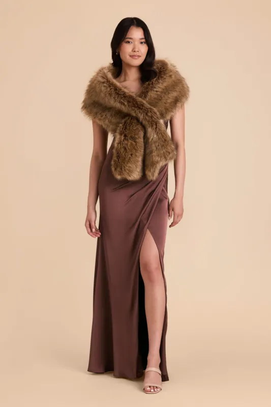 Hudson Faux Fur Stole - Brown sold by Birdy Grey