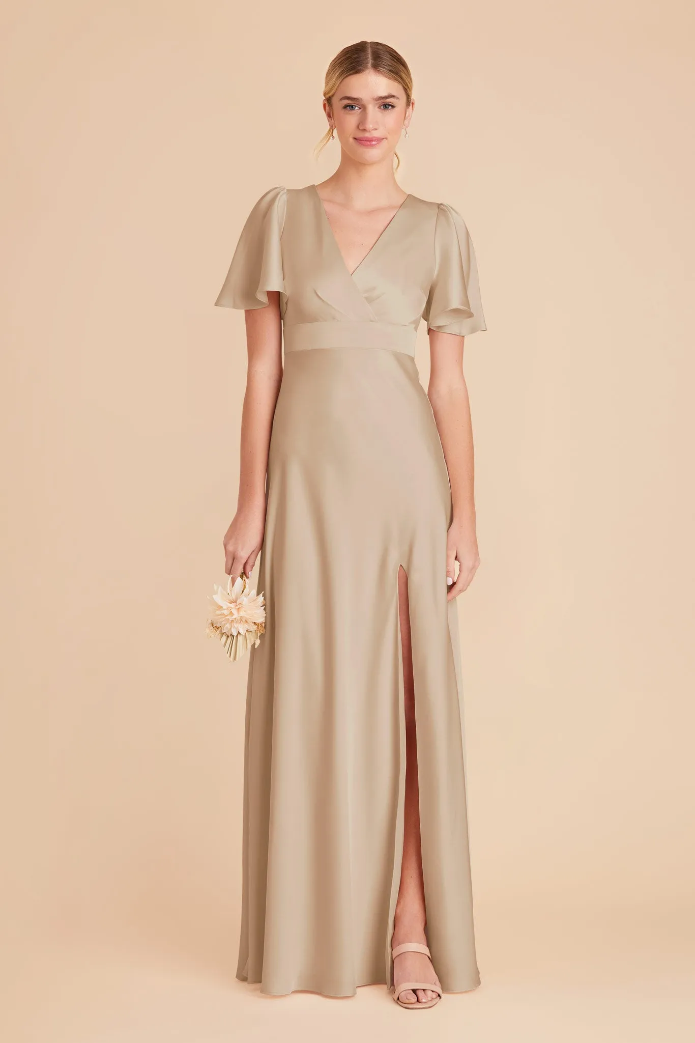 Marni Matte Satin Dress - Neutral Champagne sold by Birdy Grey