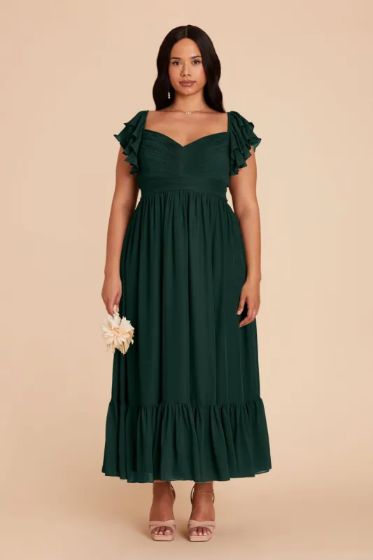 Michelle Chiffon Dress - Emerald sold by Birdy Grey