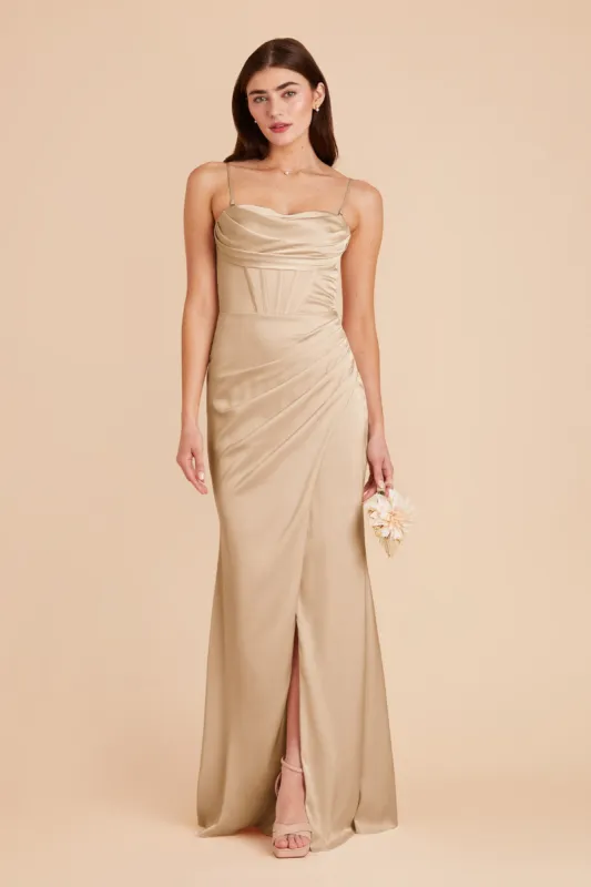 Carrie Matte Satin Dress - Gold sold by Birdy Grey