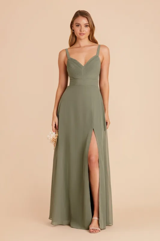 Deborah Chiffon Dress - Moss Green sold by Birdy Grey