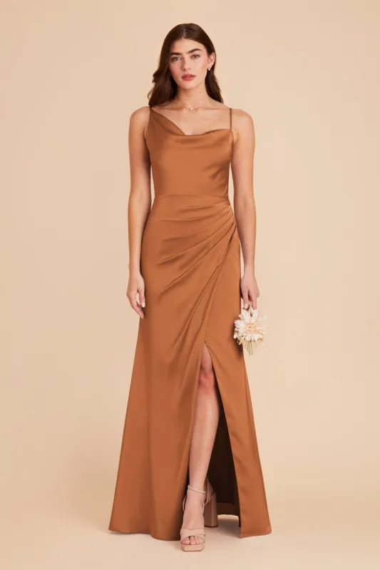 Jennifer Matte Satin Dress - Rust sold by Birdy Grey