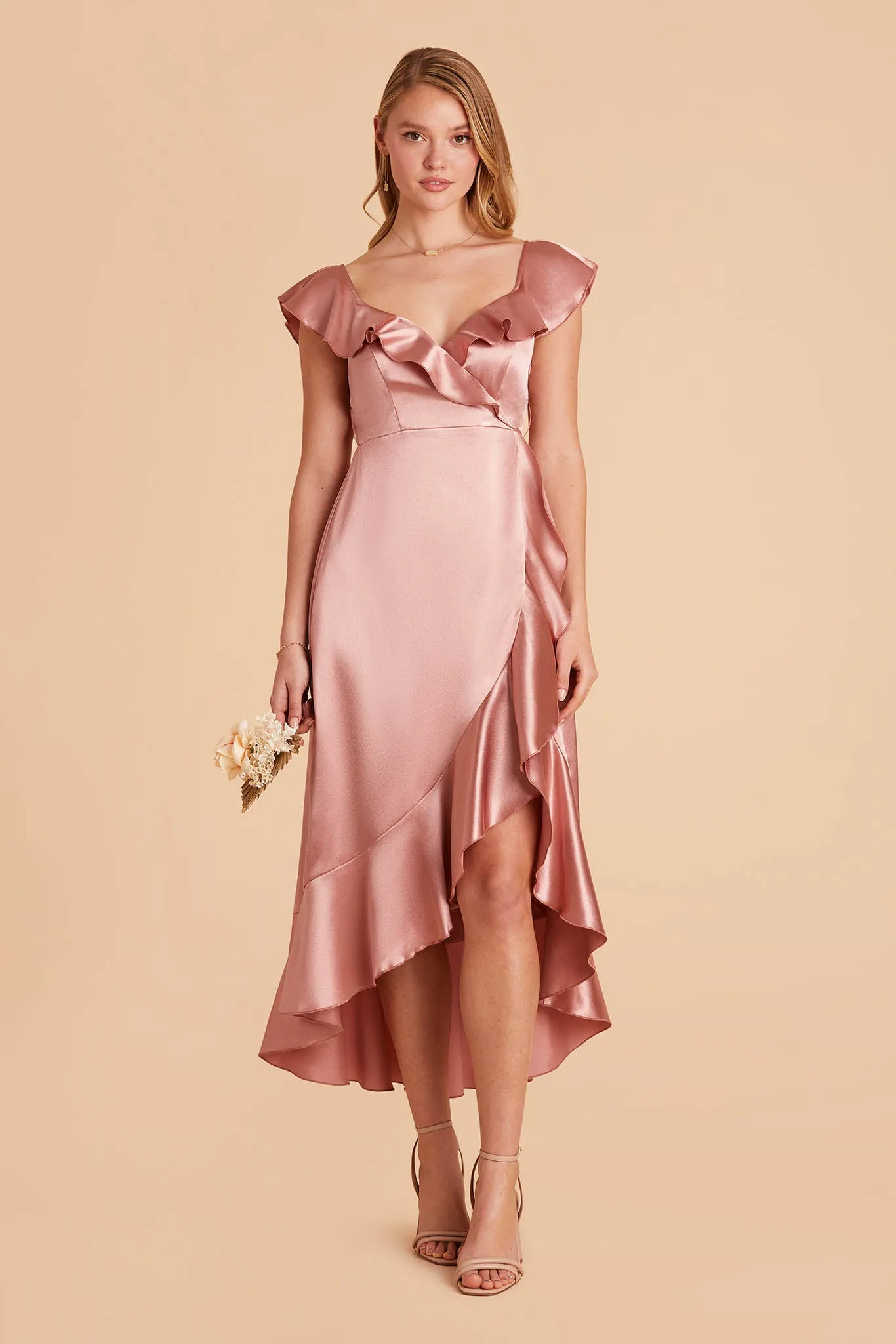 James Shiny Satin Midi Dress - Desert Rose sold by Birdy Grey product image thumbnail 3