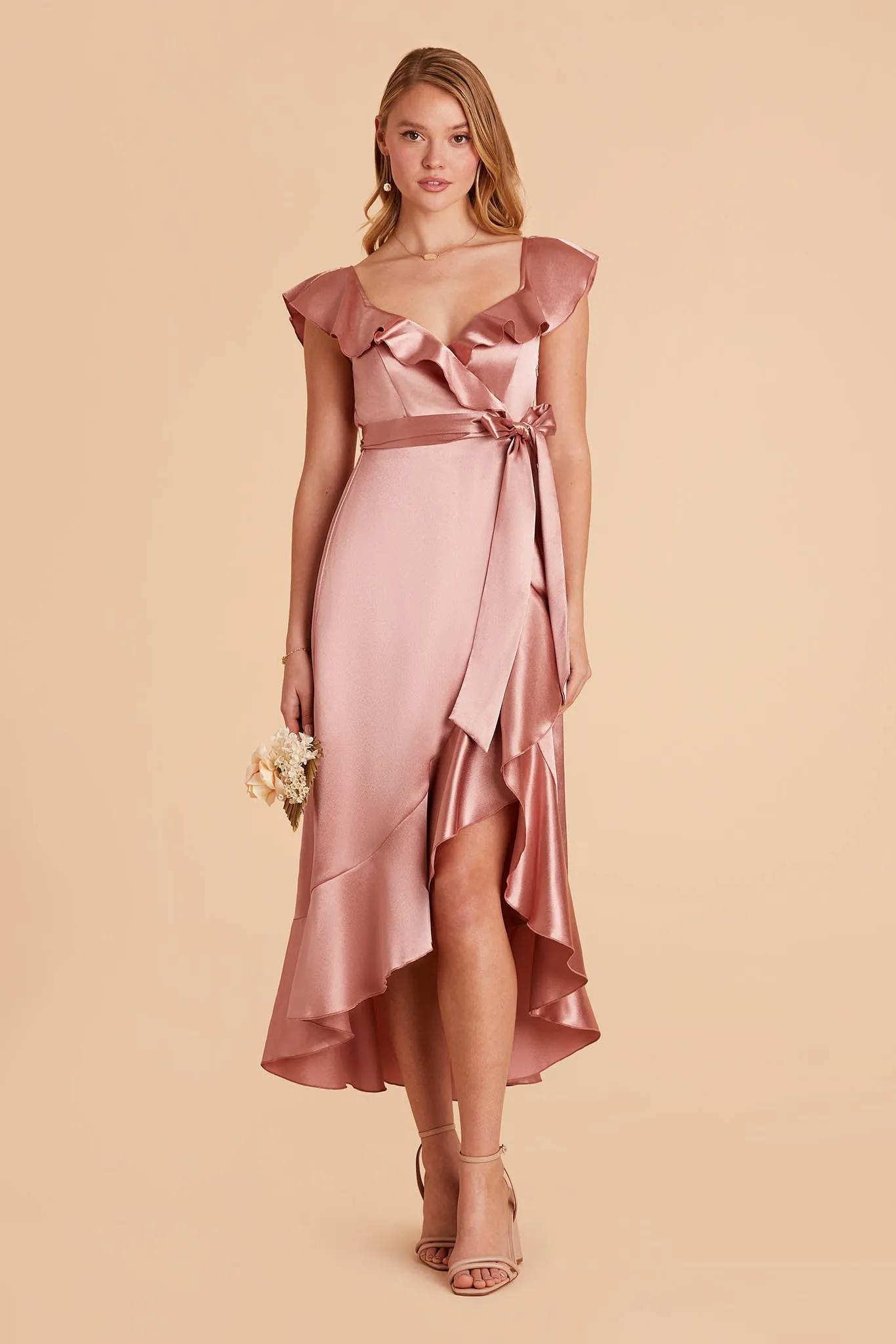 James Shiny Satin Midi Dress - Desert Rose sold by Birdy Grey product image thumbnail 5