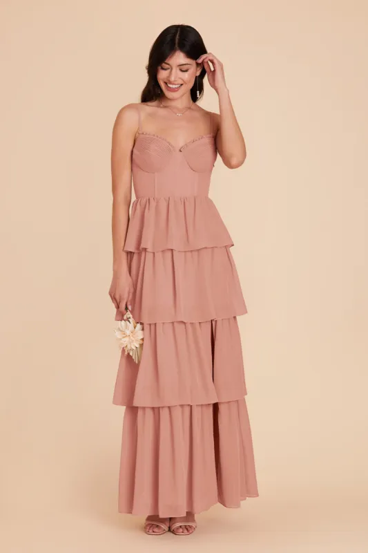Lola Chiffon Dress - Dusty Rose sold by Birdy Grey