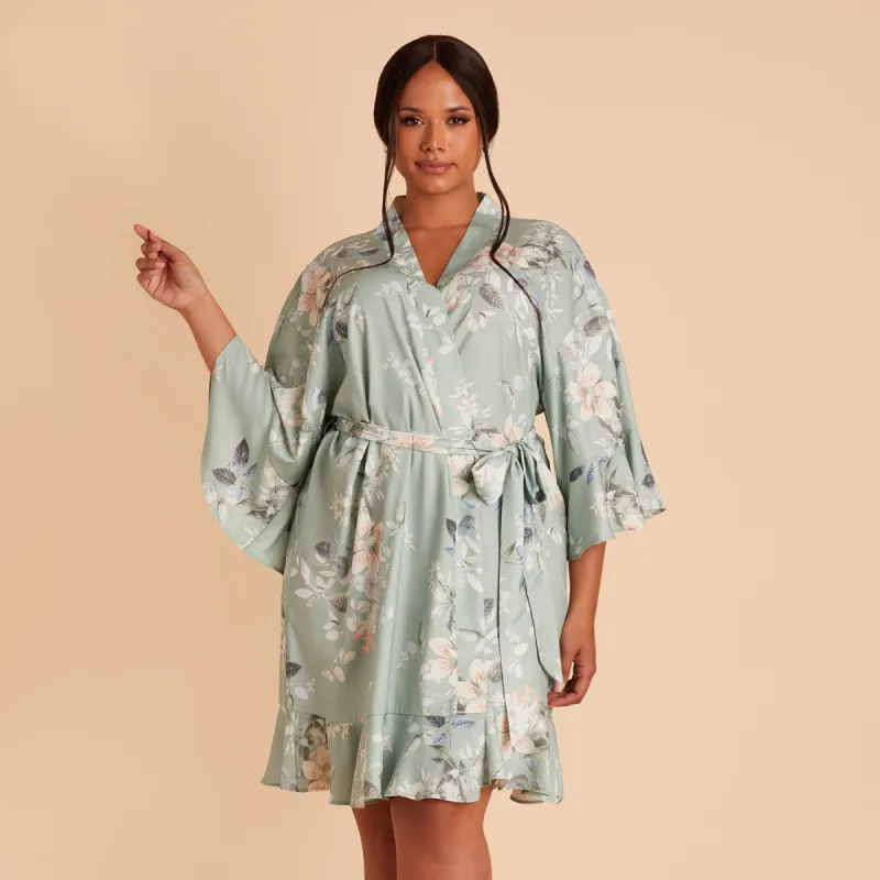 Kenny Floral Ruffle Robe - Sage Bouquet Floral sold by Birdy Grey