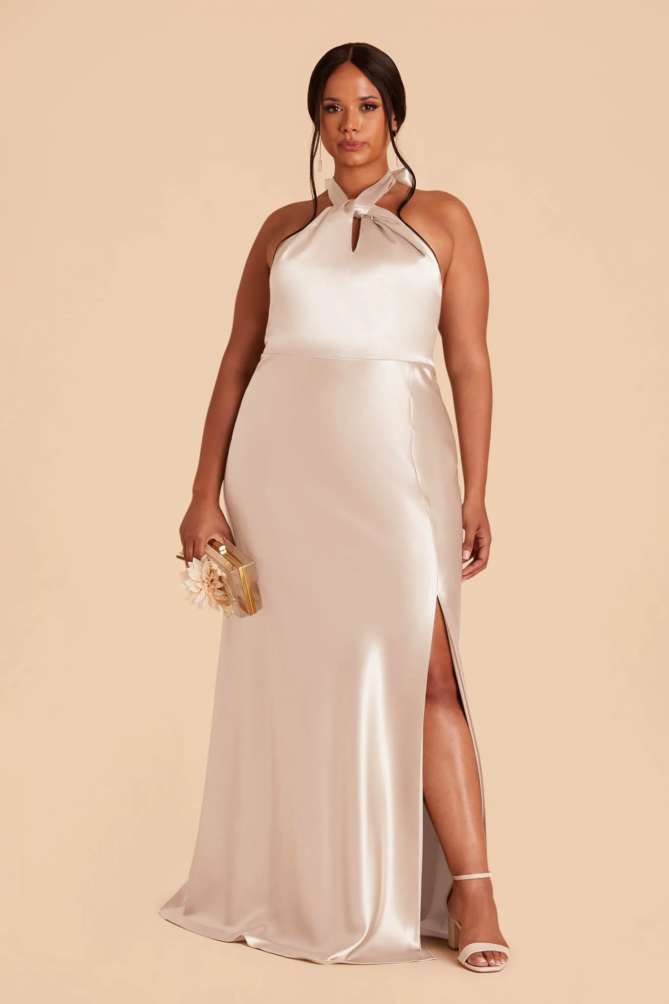Monica Shiny Satin Dress - Champagne sold by Birdy Grey product image thumbnail 2