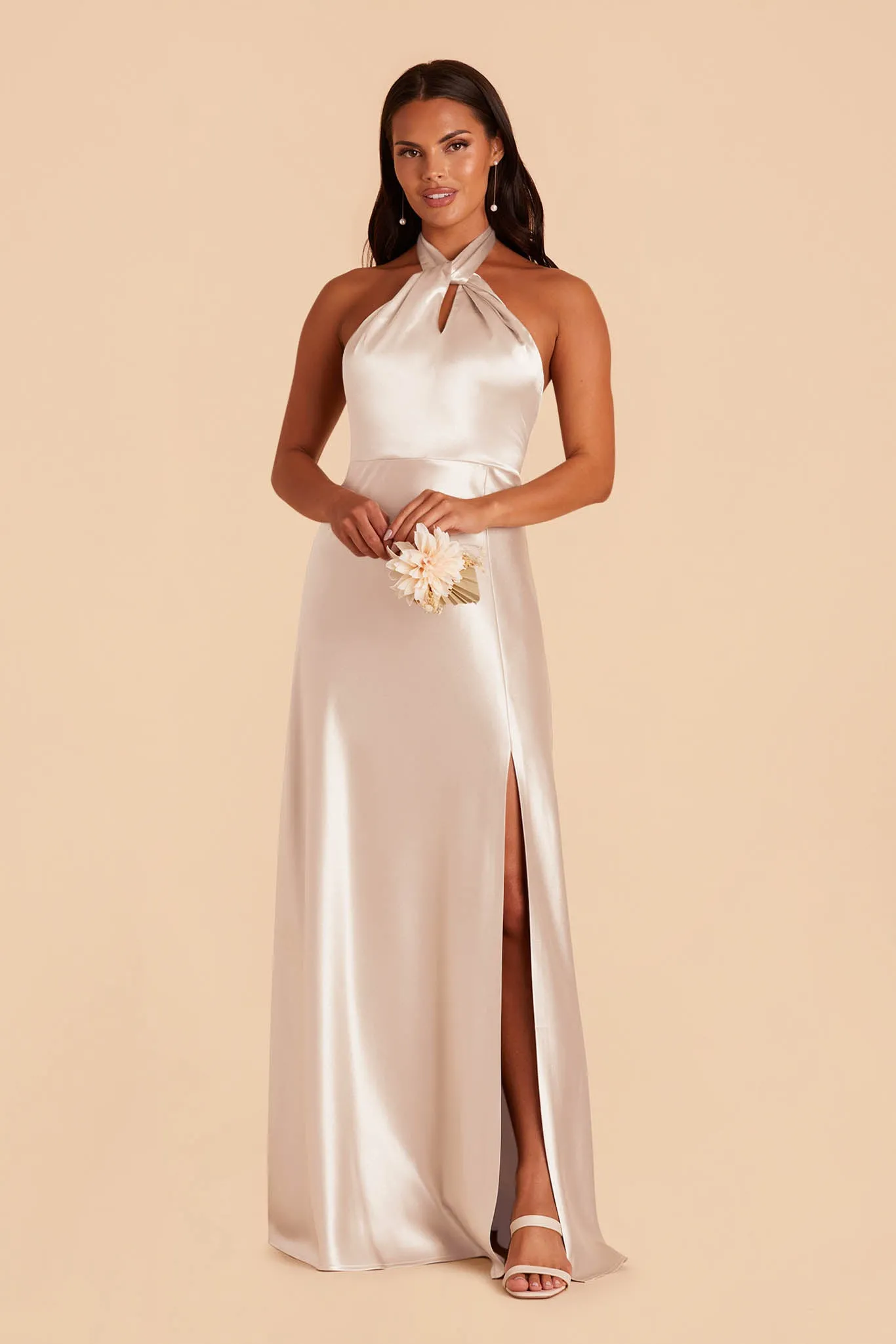 Monica Shiny Satin Dress - Champagne sold by Birdy Grey product image thumbnail 3