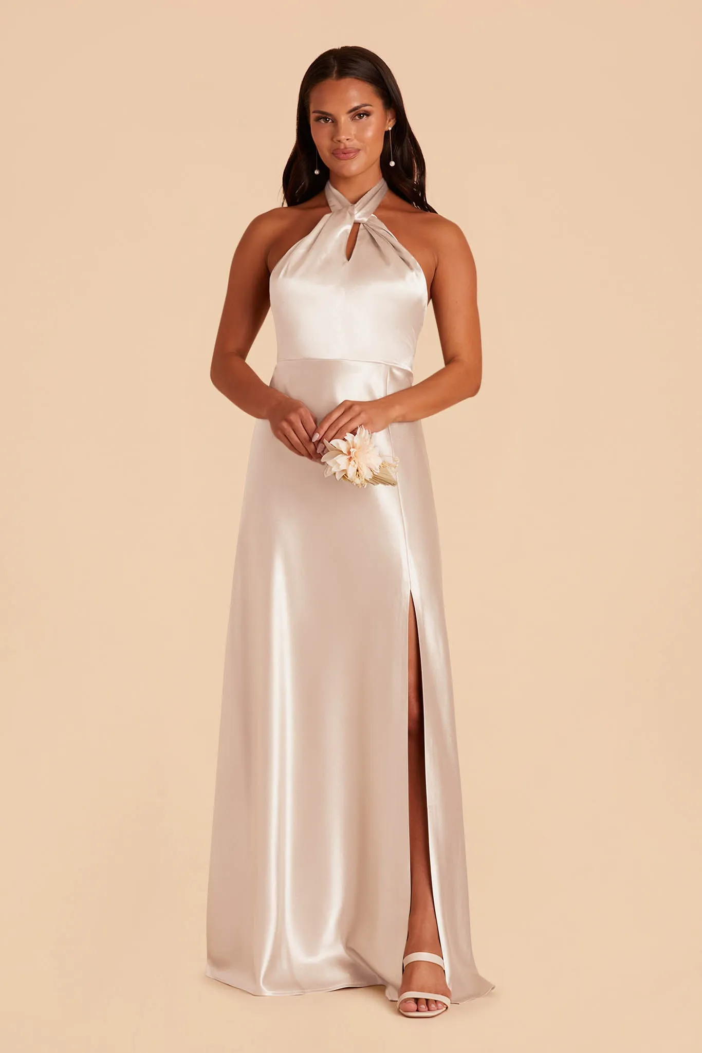 Monica Shiny Satin Dress - Champagne sold by Birdy Grey product image thumbnail 4