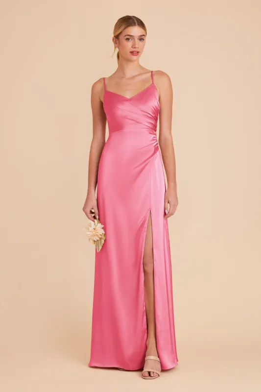 Catherine Matte Satin Dress - Bon Bon Pink sold by Birdy Grey