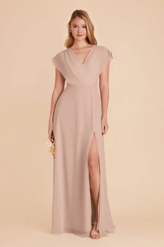 Violet Chiffon Dress - Taupe sold by Birdy Grey