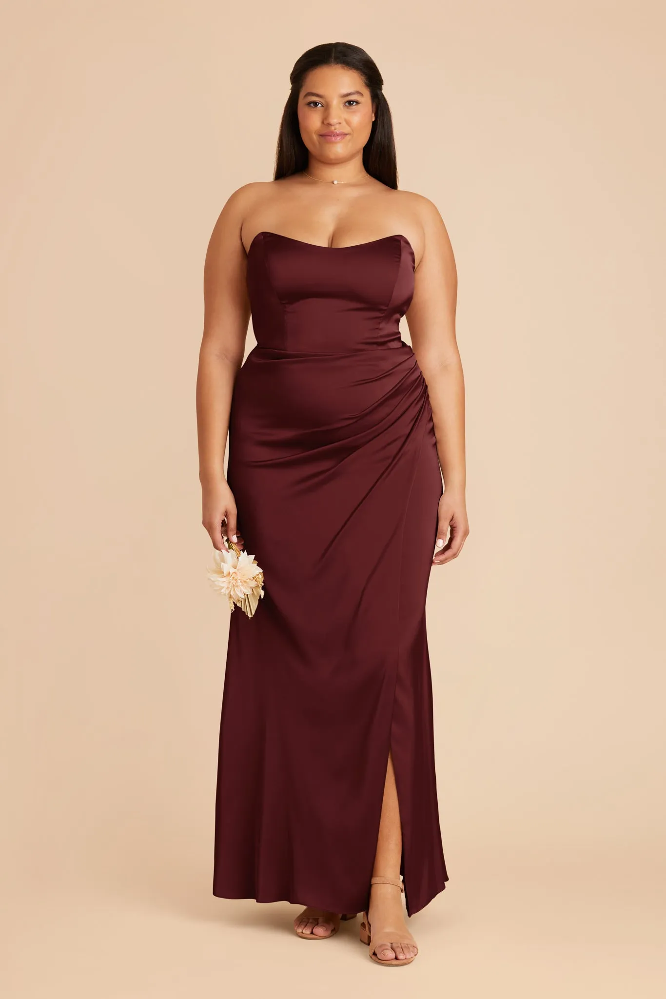 Anne Matte Satin Dress - Cabernet sold by Birdy Grey product image thumbnail 2