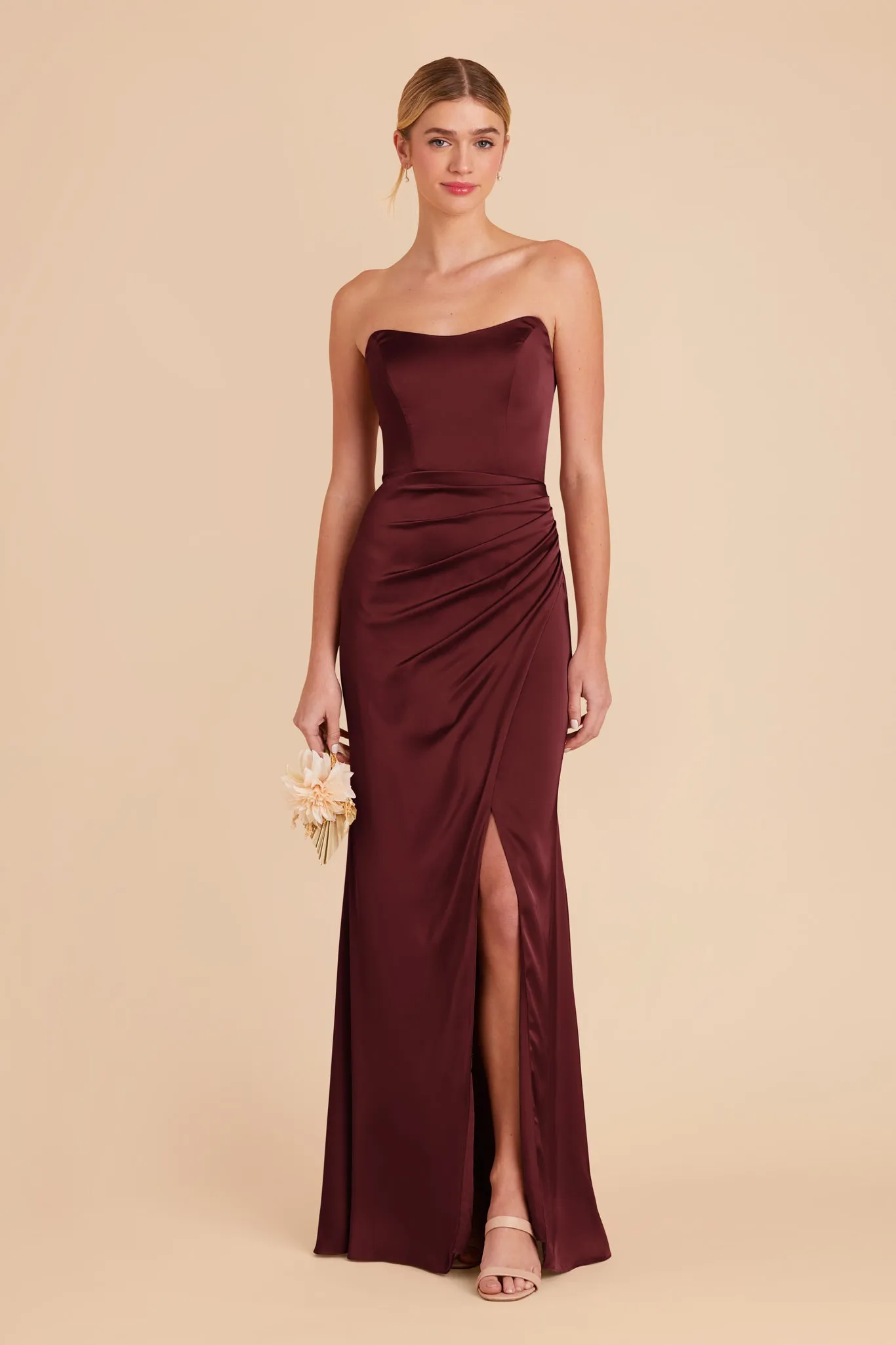 Anne Matte Satin Dress - Cabernet sold by Birdy Grey product image thumbnail 3