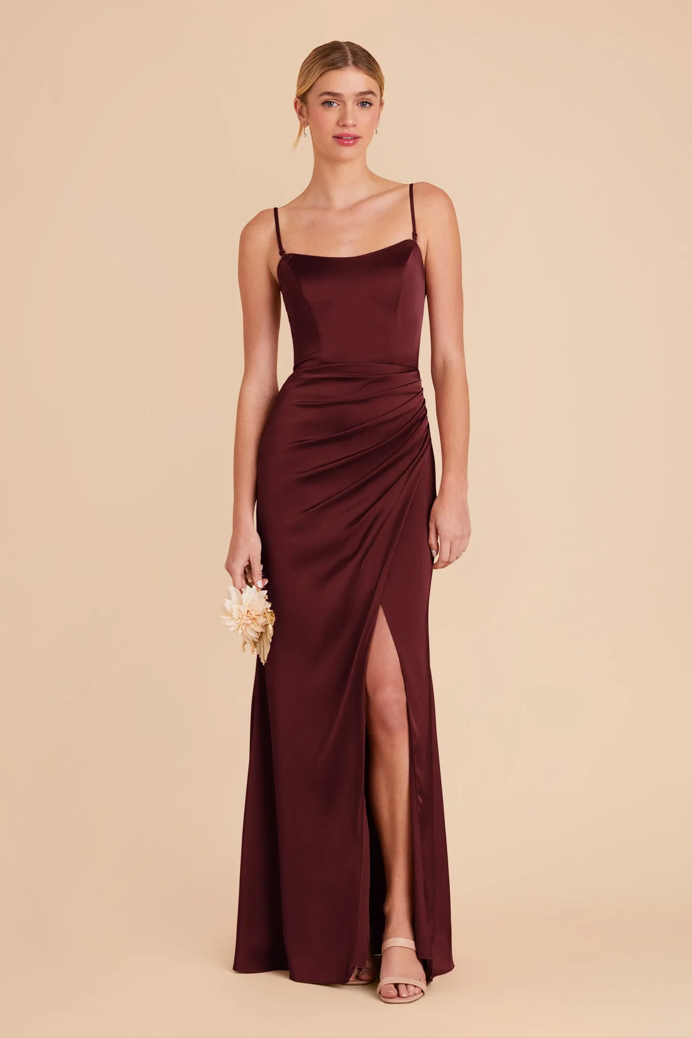 Anne Matte Satin Dress - Cabernet sold by Birdy Grey