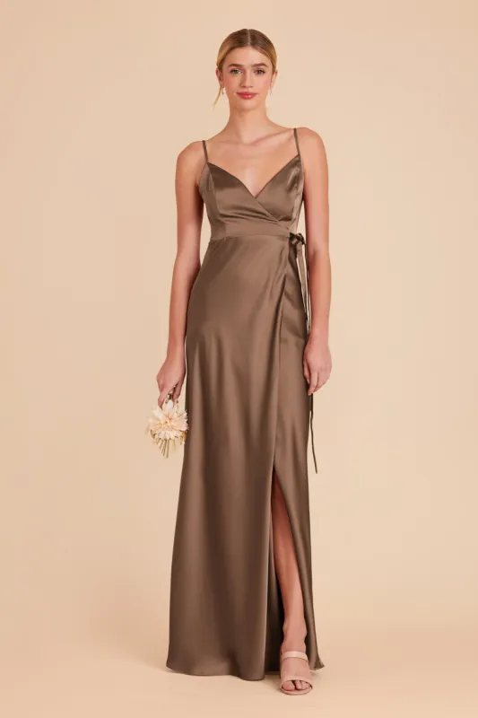 Cindy Matte Satin Dress - Mocha sold by Birdy Grey