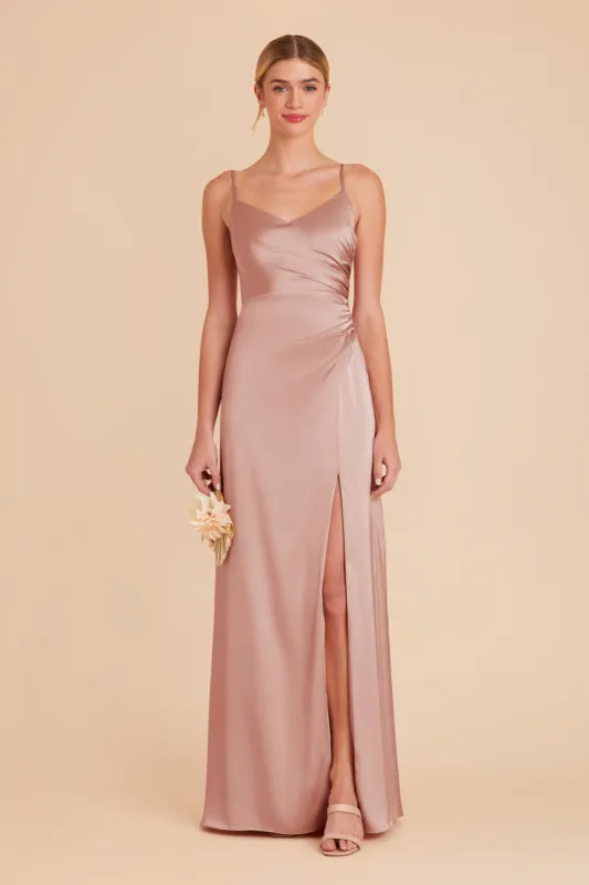 Catherine Matte Satin Dress - English Rose sold by Birdy Grey