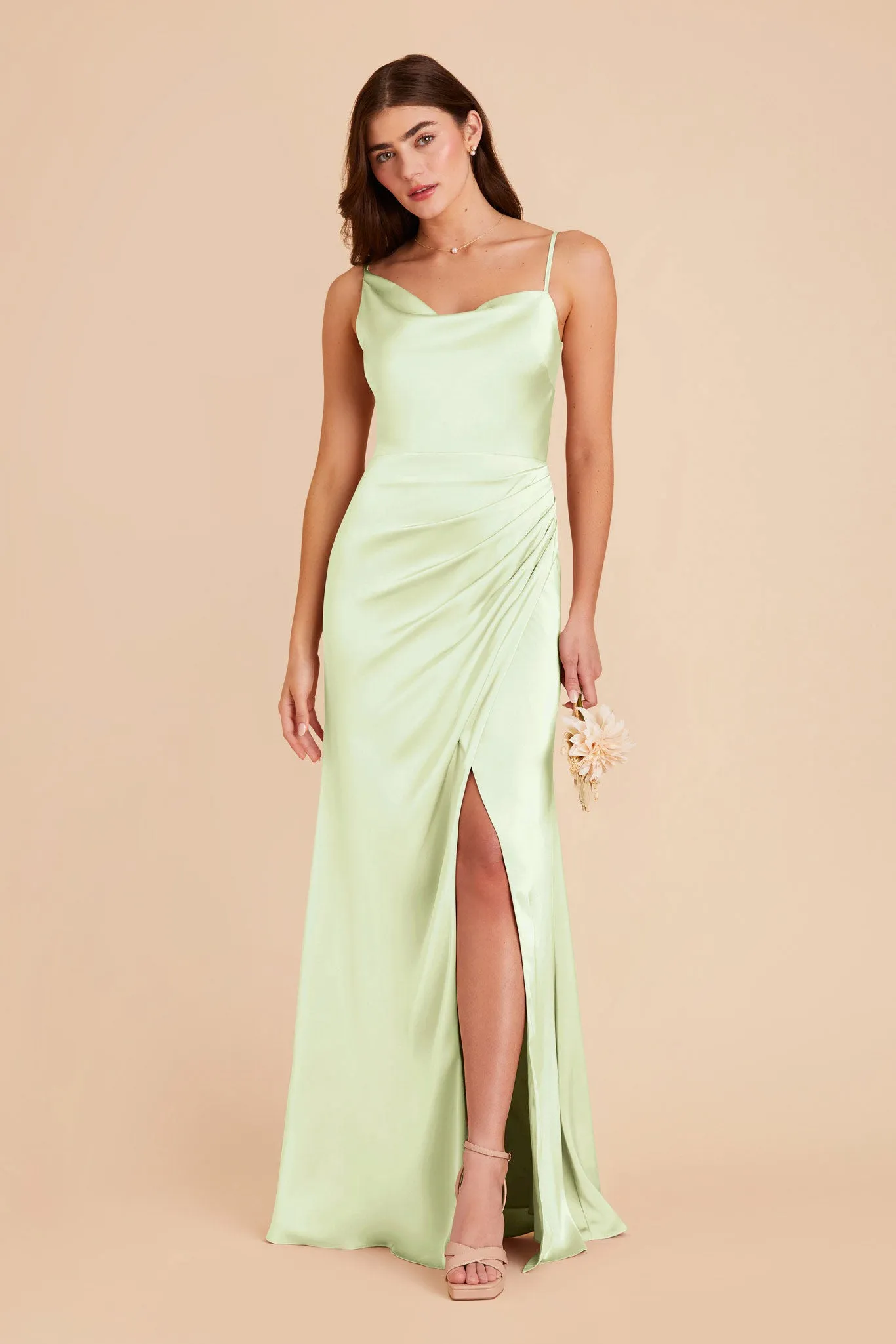 Jennifer Matte Satin Dress - Pale Pistachio sold by Birdy Grey product image thumbnail 3