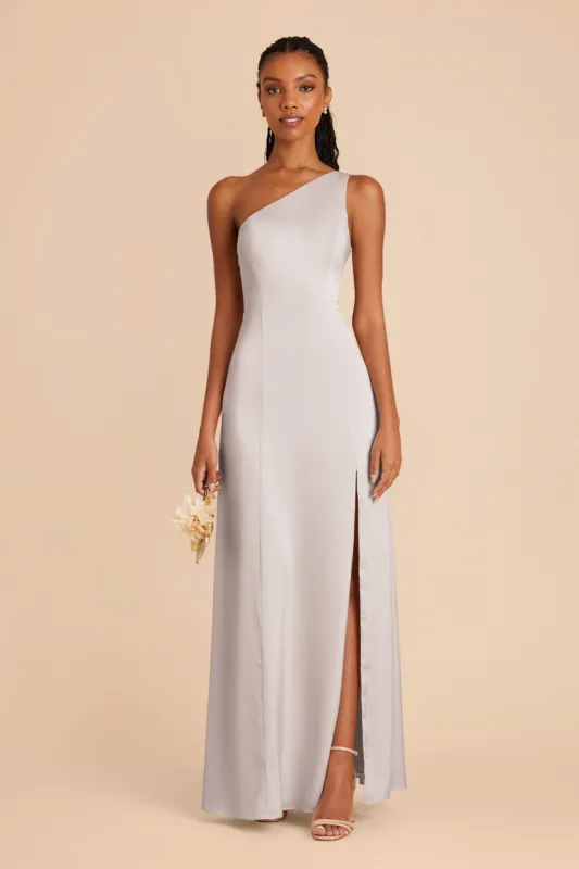 Kira Matte Satin Dress - Platinum sold by Birdy Grey