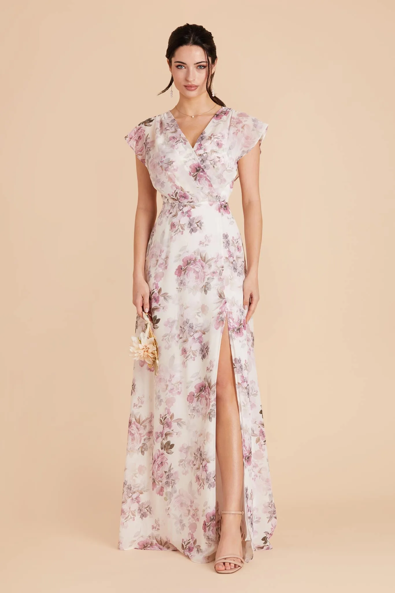 Violet Chiffon Dress - Dusty Pink Peonies sold by Birdy Grey
