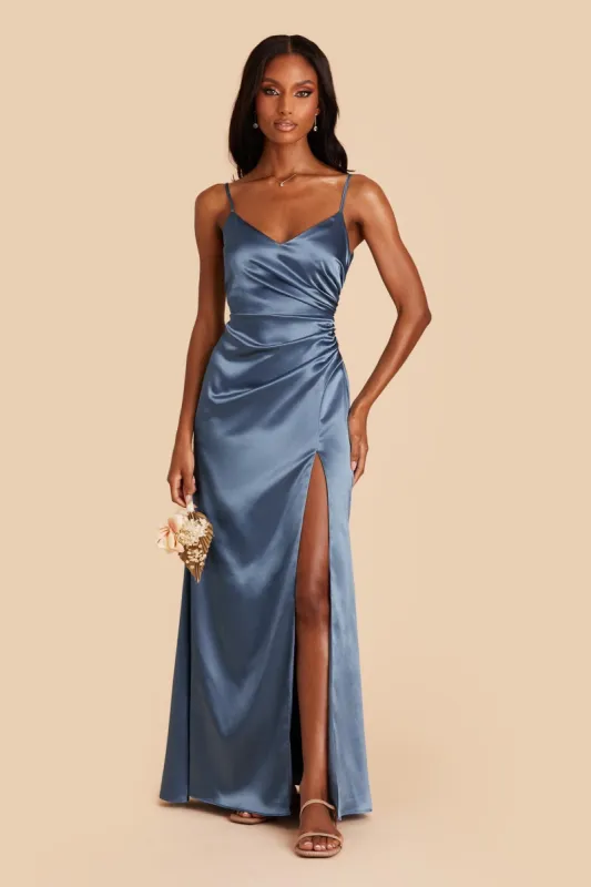 Catherine Shiny Satin Dress - Twilight sold by Birdy Grey